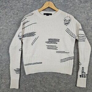 Skull Cashmere Cream Skull Print 100% Cashmere Sweater Women's Size XS FLAW